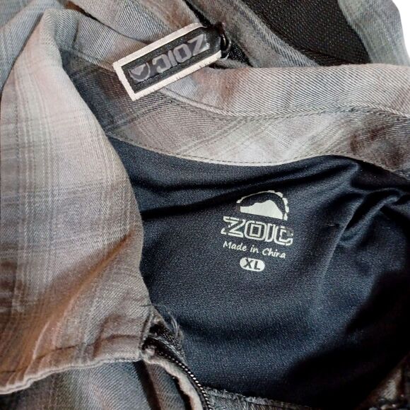 ZOIC Men's XL Plaid Utility Shirt Zip Polo Pocket Active Trail Shirt Gray Black - Picture 6 of 8